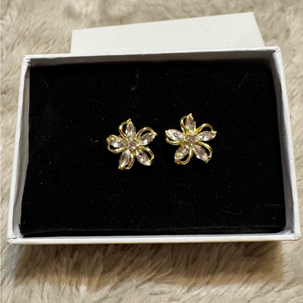 New never worn, Beautiful Gold plated and Silver Earrings w/CZ stones.